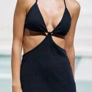 Anthropologie Black Mini Cut Out Dress